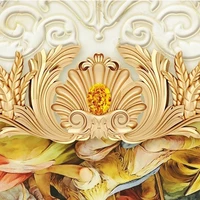 MU8273 Photo papier peint nordique aquarelle jardin plantes fleurs mur tissu salon toile de fond revêtement mural décor à la maison Fresco 4