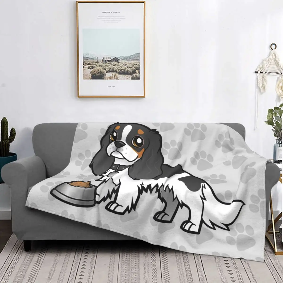 

Cute Cavalier King Charles Spaniel Blanket Soft Flannel Fleece Warm Pet Lover Dog Throw Blankets for Car Bedroom Sofa Bedspreads