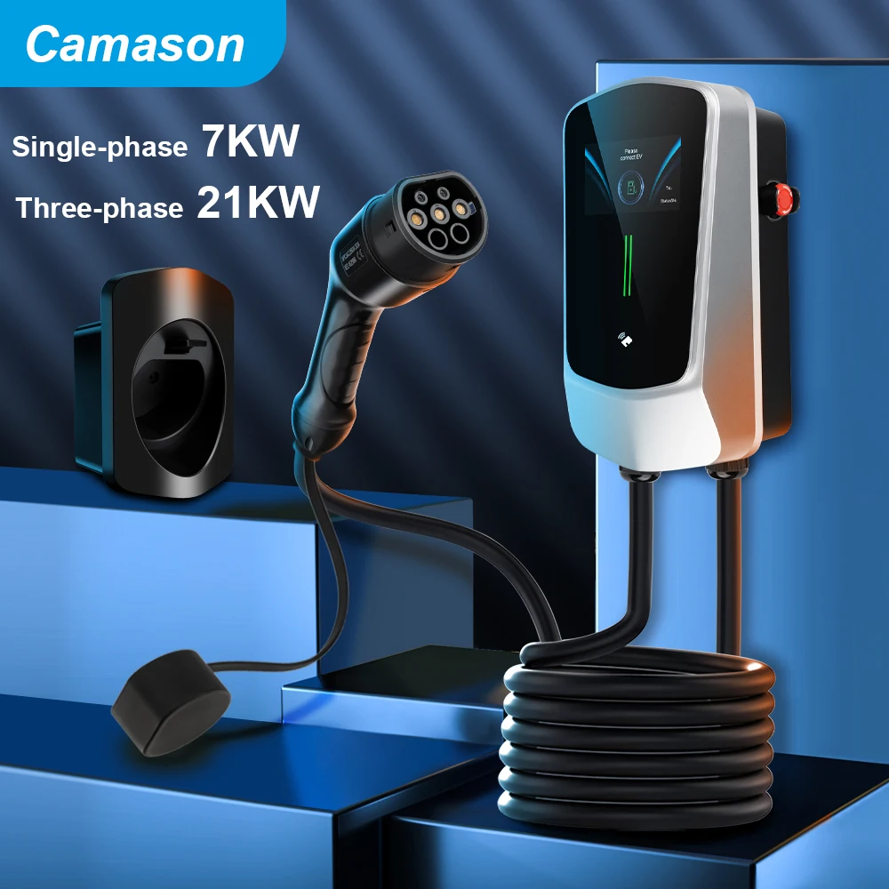 Caricabatteria Da Auto Camason Ev Tipo 2 Stazione Di Ricarica Per Veicoli Elettrici Wallbox 220V/7Kw 3 Fasi 21Kw Terminale A Palo Wifi Versione Intell