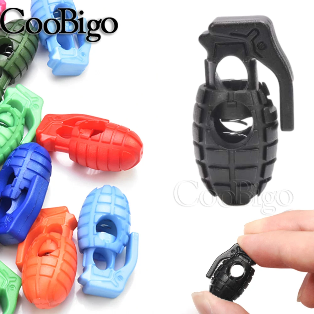 12pcs Plastic Spring Cord Lock Grenade Toggle Clip Stoppers For Drawstring Paracord Rope Shoelace Sportswear Bag DIY Accessories