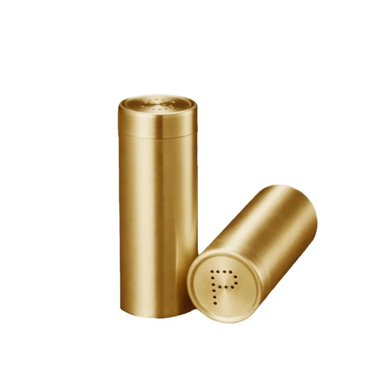 2Pcs Gold Spice Jar Stainless Steel Rustproof Screw Open Top Seasoning Shaker Bottle for Salt Sugar Pepper Paprika Spice shaker