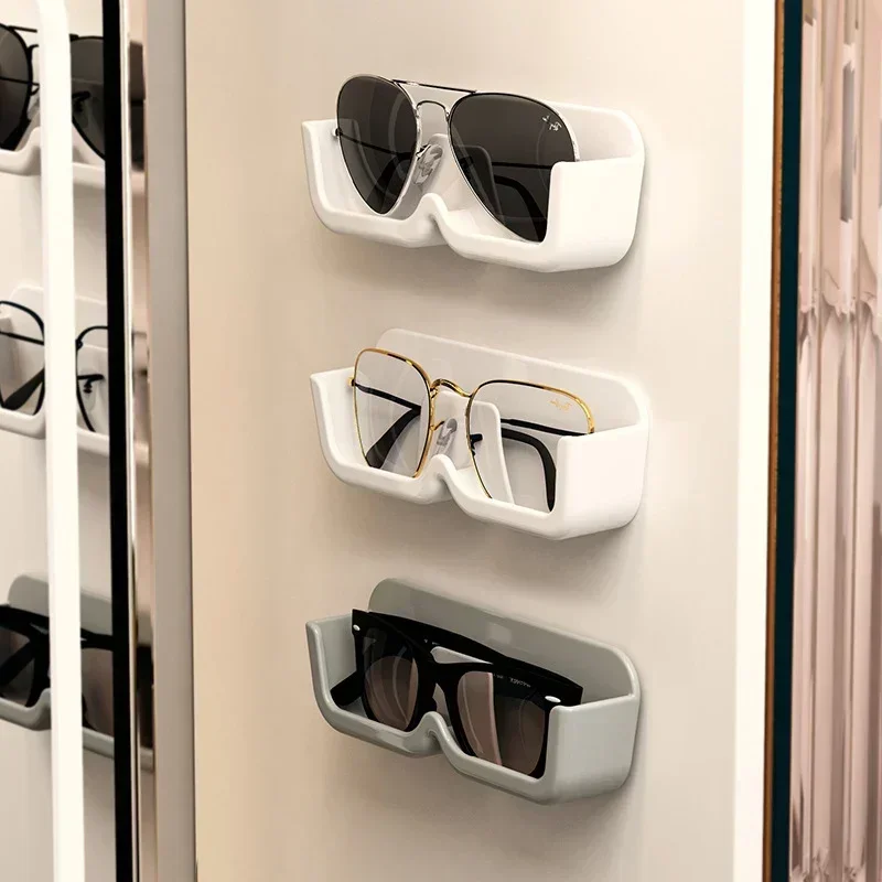 Wall-Mounted Glasses Holder Punch-free Glasses Storage Rack Sun-glasses  Display Boxes Sunglass Organizer Glasses Shelf