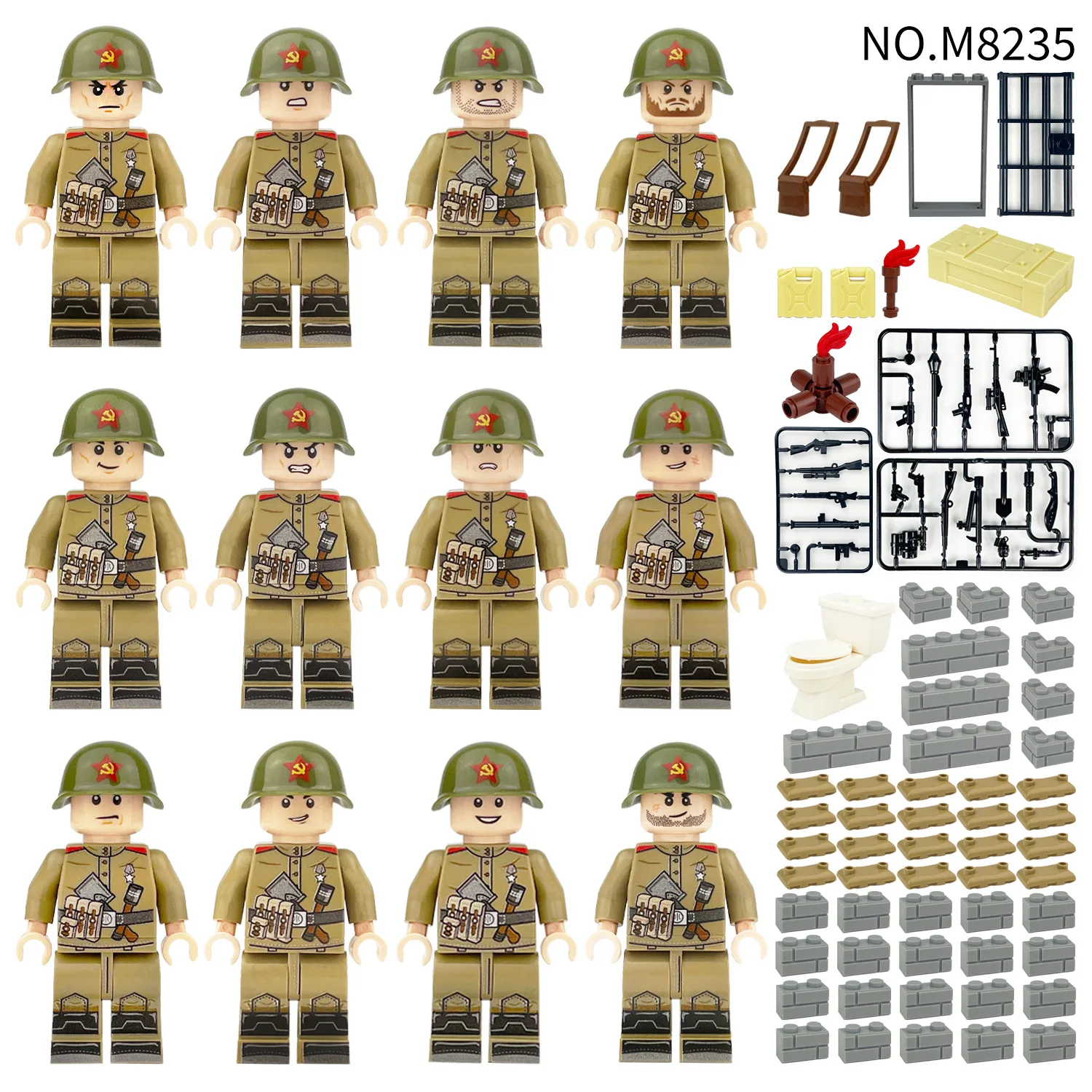Neue sowjetische Städte und Siedlungen kämpfen gegen russische Soldaten der M8235 und Kinder bauen kleine Spielzeuge zusammen. – Detail 1
