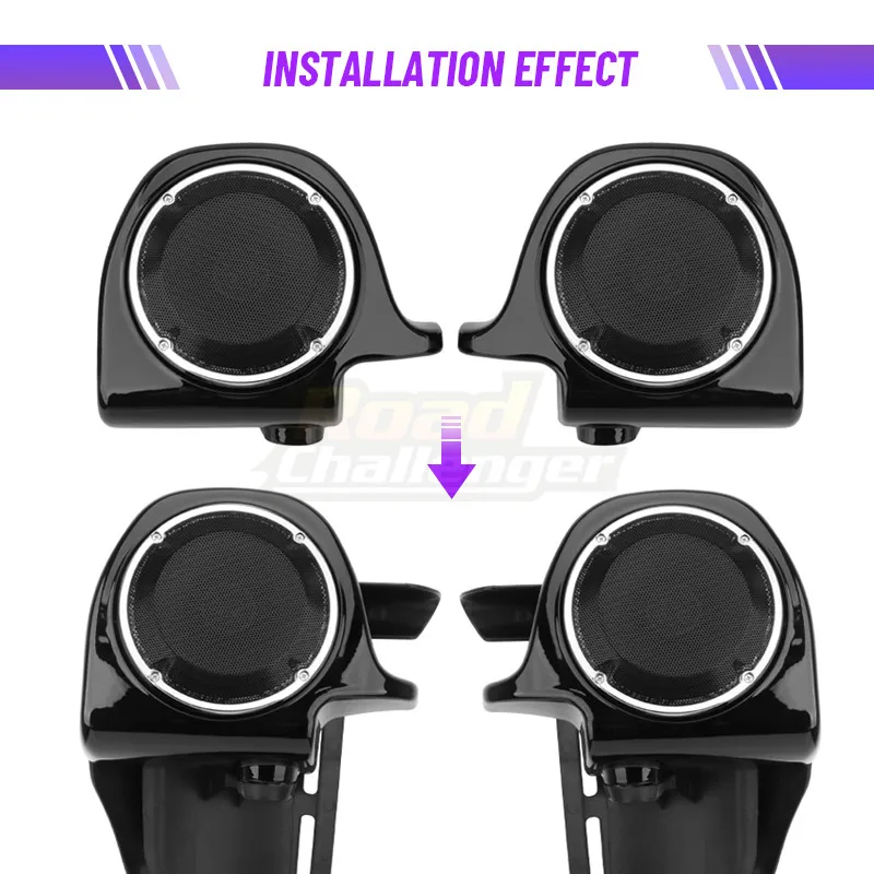 

Motorcycle Lower Vented Fairing 6.5" Speakers Grill Box Pods For Harley Touring Street Electra Glide Road King FLHT 1997-2013