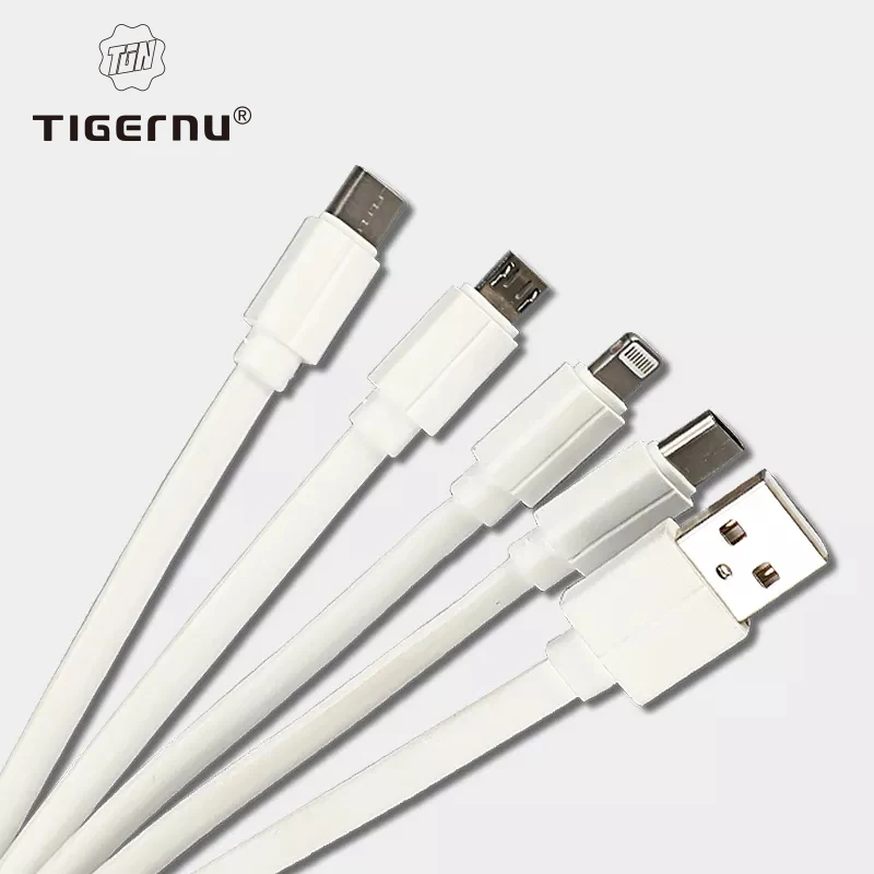 Tigernu T-C008 New 4.0A USB Cable 3 In 1 Quick Charge IOS Type-C Android Super Data Cable