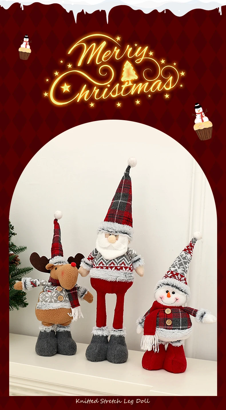 Description Picture 2 of item1pc Retro style telescopic leg doll, Christmas decoration, reindeer yeti Santa Claus standing doll, gifts for little ones