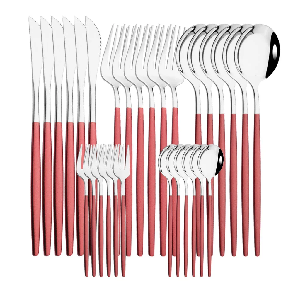 30Pcs Red Silver