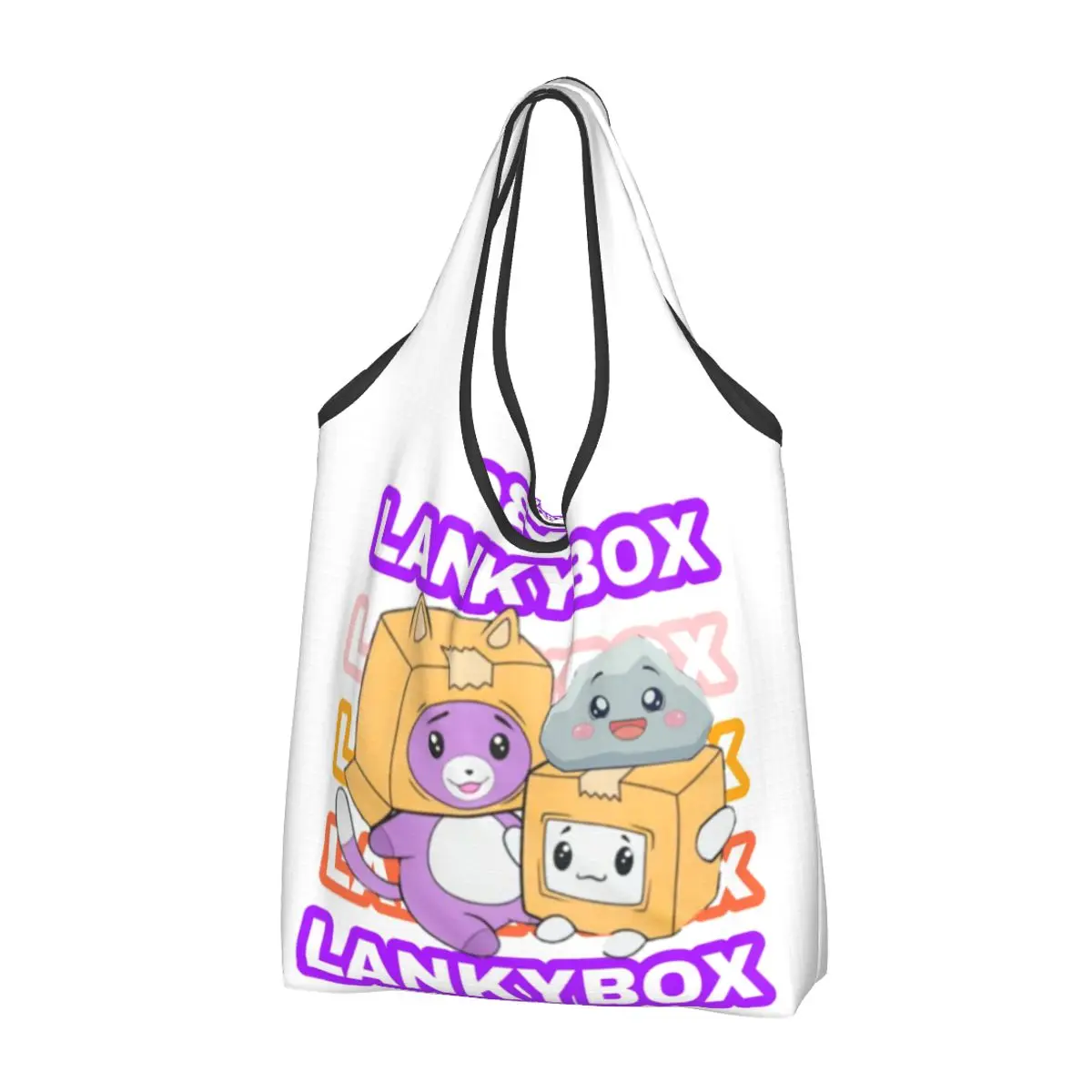 

Reusable Cartoon Lankybox Grocery Bags Foldable Machine Washable Cute Foxy Shopping Bags Large Eco Storage Bag Lightweight
