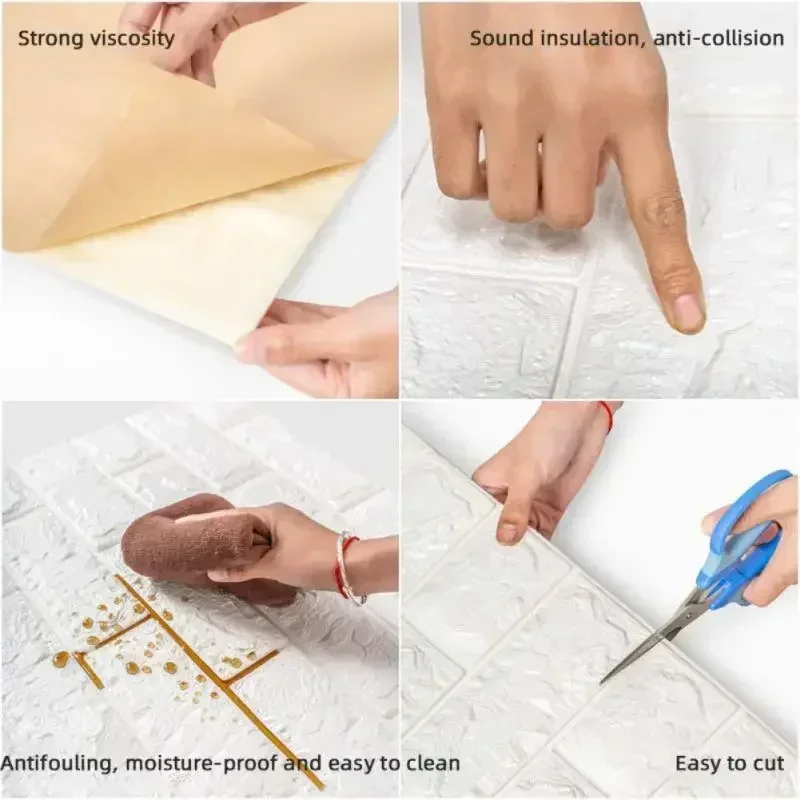 Wall Stickers 20x7.5cm 3D Wall Stickers Self Adhesive Foam Brick DIY Wallpaper Wall Room Living Decor Kids Room For Kitchen Home self adhesive wallpaper