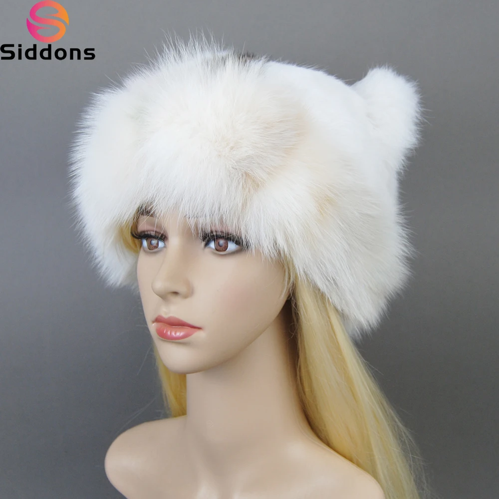 

Новая зимняя женская искусственная модная меховая шапка Skullies Роскошные вязаные настоящие натуральные лисы