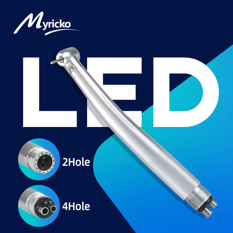 Dental High Speed rotation Open style LED Handpiece Standard Head Push Button Three Water Spray 2/4 Hole Turbine