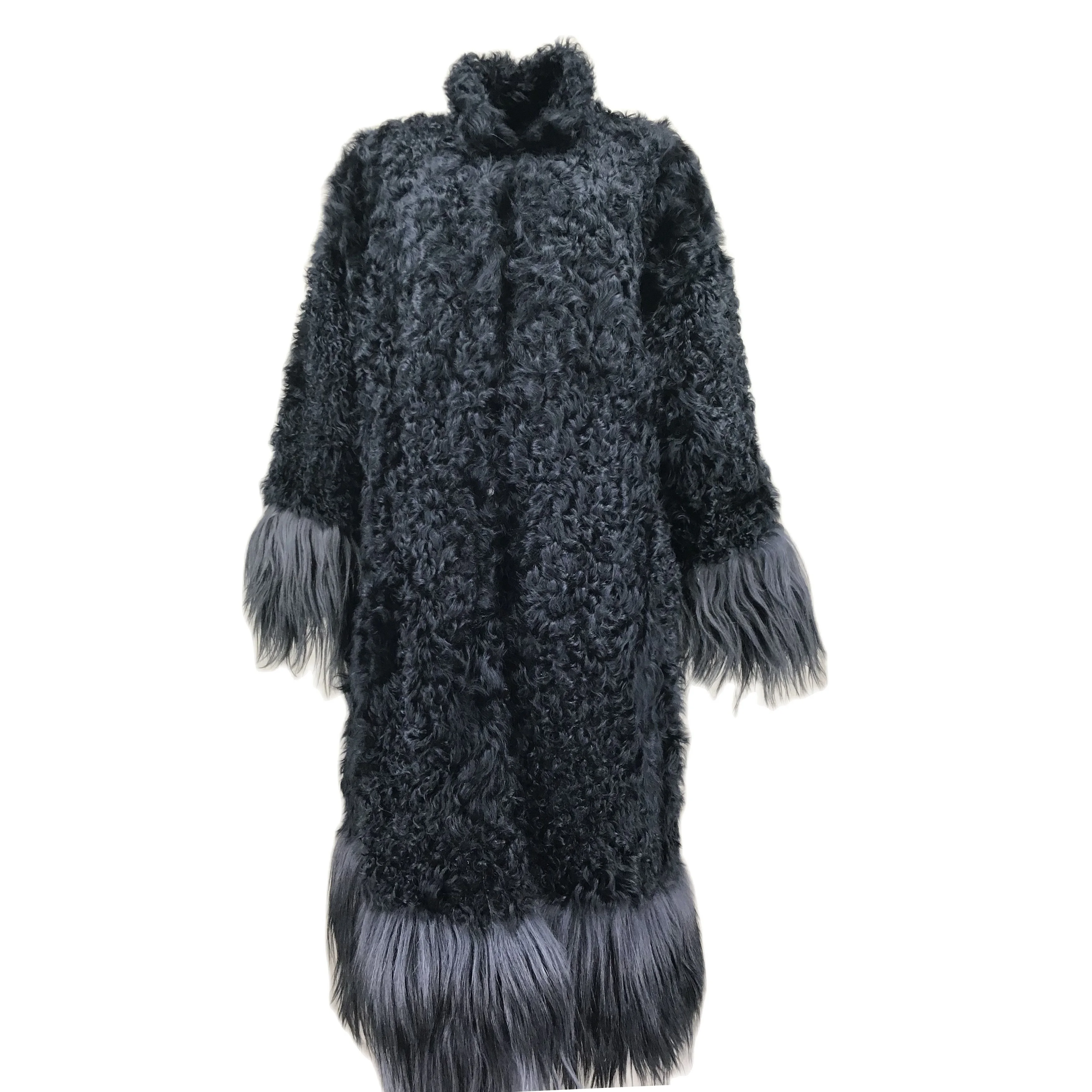 

Lamb Fur Full Plet Goat Fur Coat Woman Sheep Long Coat Casual 2023 Autumn Winter Black Patchwork Luxurious Furry 230620