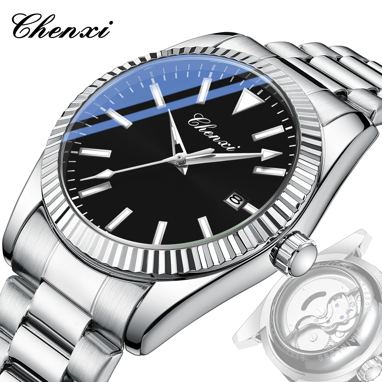 Luxury Classic Automatic Watch For Man 40mm High Quality Luminous Waterproof Calendar Stainless Steel Mechanical Watches CHENXI