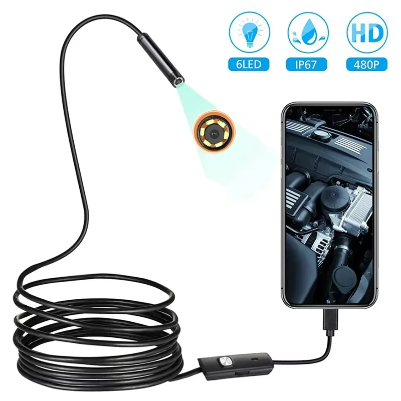 5.5mm 7mm Endoscope Camera HD Waterproof Micro IP67 Endoscopic for Android Smartphone Mobile Cars Industrial USB Type C Cameras 1