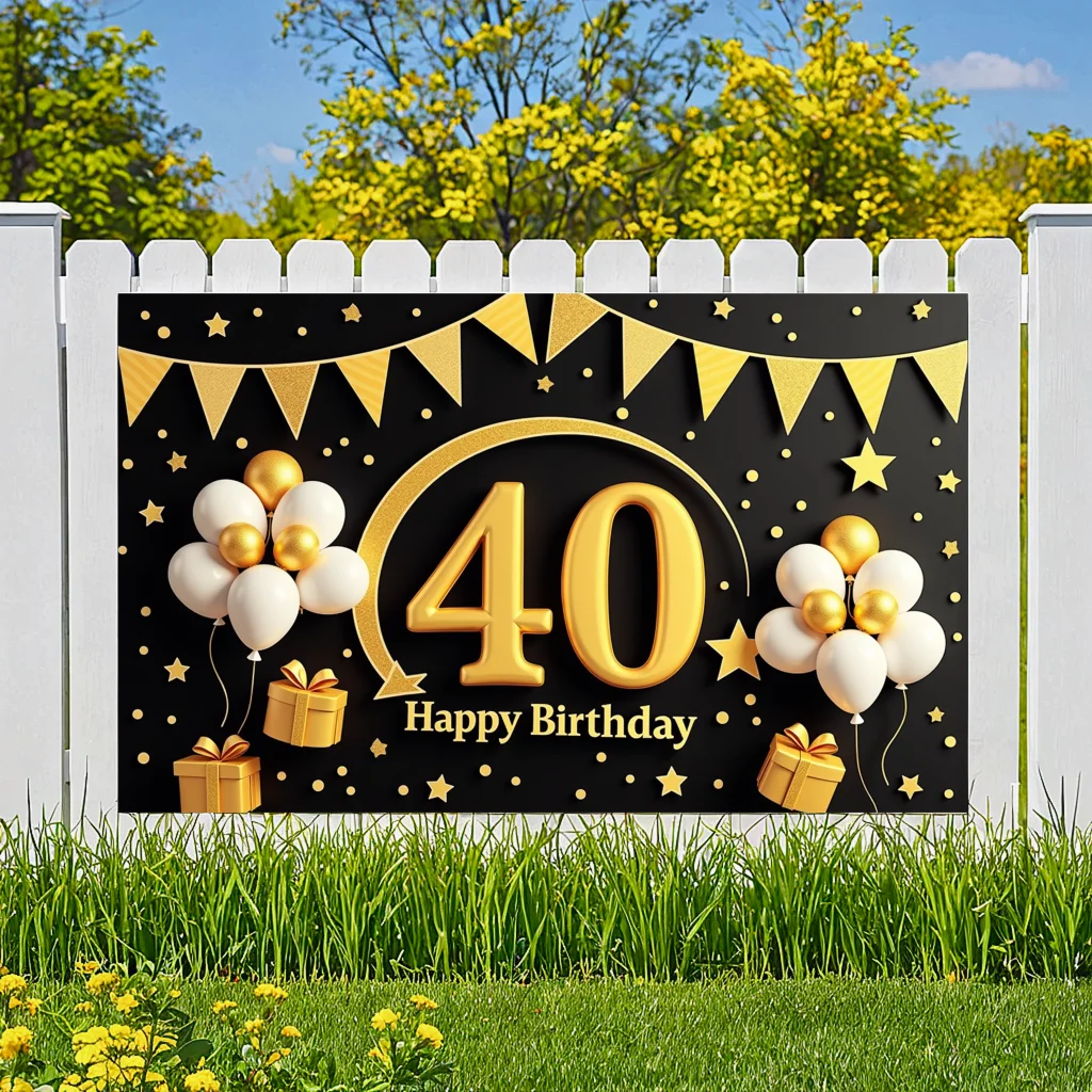 Geburtstag Banner Ballon Dekoration 40. Geburtstag Feier Banner Gold Thema Foto Requisite für Urlaub Feier Geburtstag – Detail 10