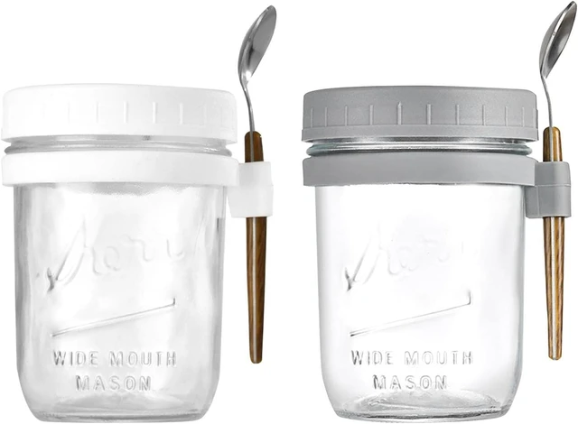 Overnight Oats Containers with Lids and Spoon, 1 Pack Mason Jars