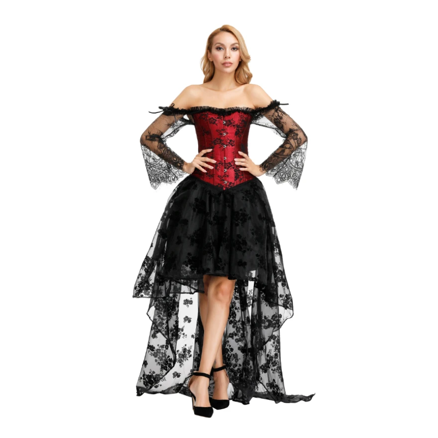 

Gothic Steampunk Bustier Lace Victorian Vintage Costume Royal Court Corset Wedding Cosplay Carnival Halloween Fancy Party Dress