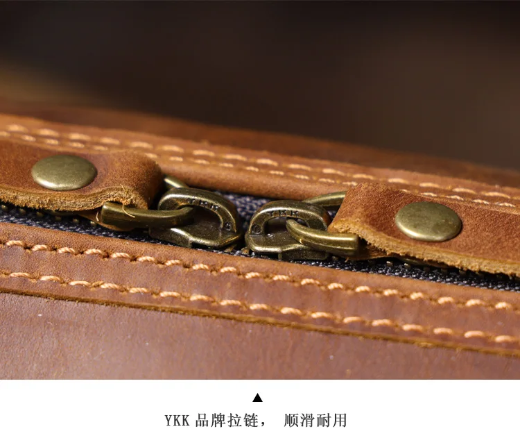 Lässige Vintage Crazy Horse Rindsleder Herren-Reisetasche mit großem Fassungsvermögen, luxuriöse, hochwertige Handtasche aus echtem Leder mit mehreren Taschen – Detail 14