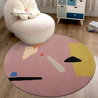 Simple Round Carpet Home Children's Room Bedside Plush Carpets Nordic Living Room Decoration Rug Geometric Cloakroom Soft Rugs 1