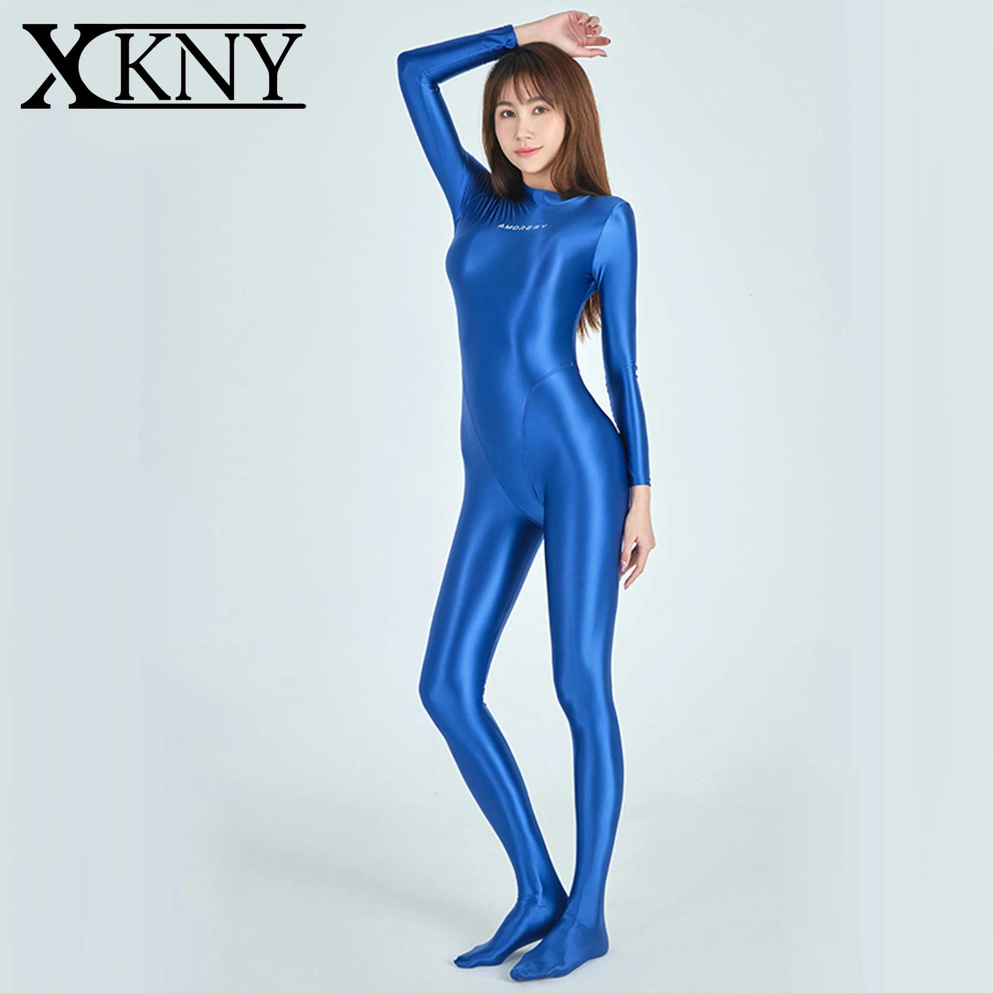 XCKNY oil glossy One piece suit Sexy shiny long sleeve full body tights