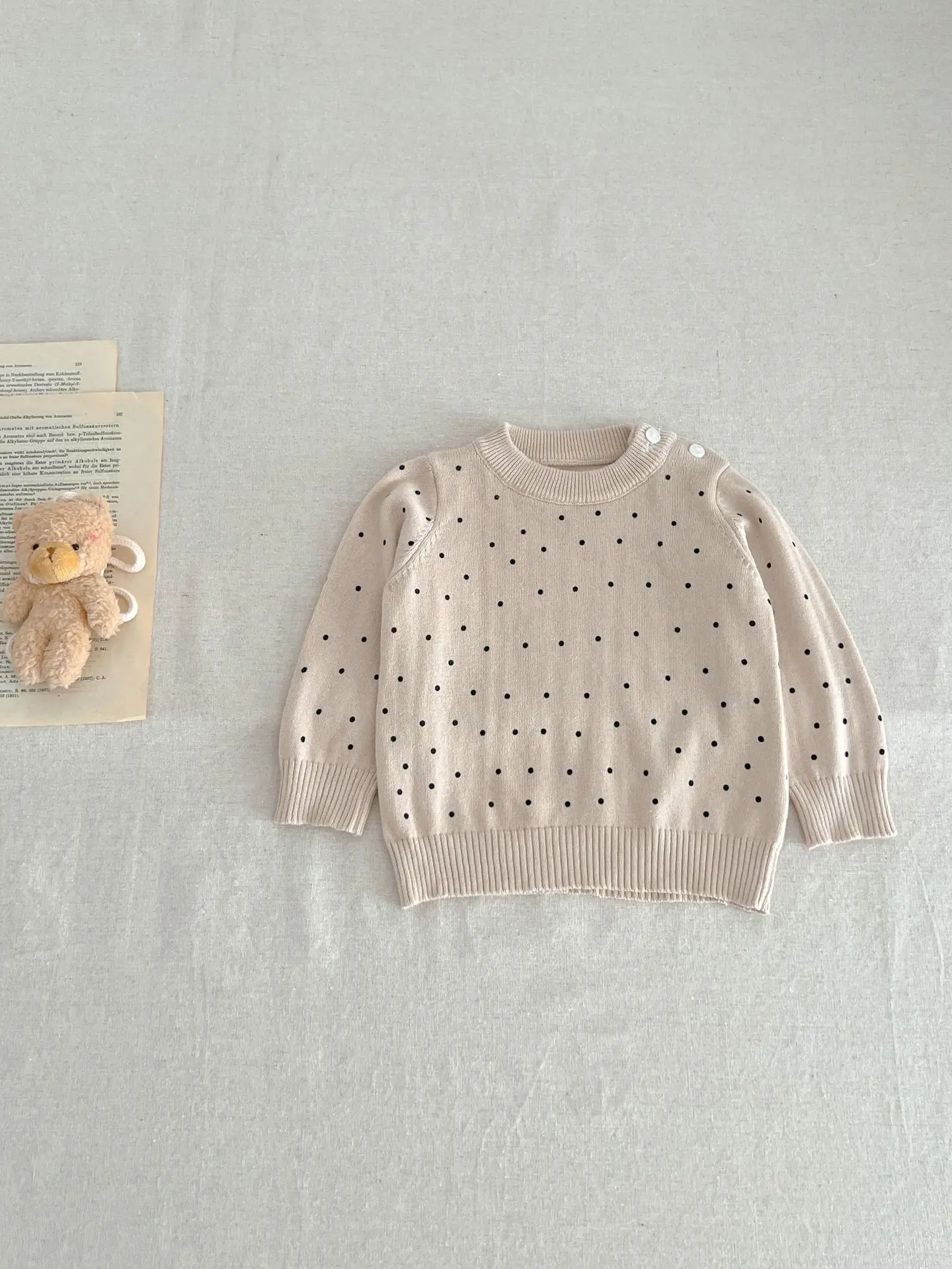 Spring And Autumn Newborn Infant Baby Boys And Girls Knit Top Shirt Stripe Round Dot Sweater