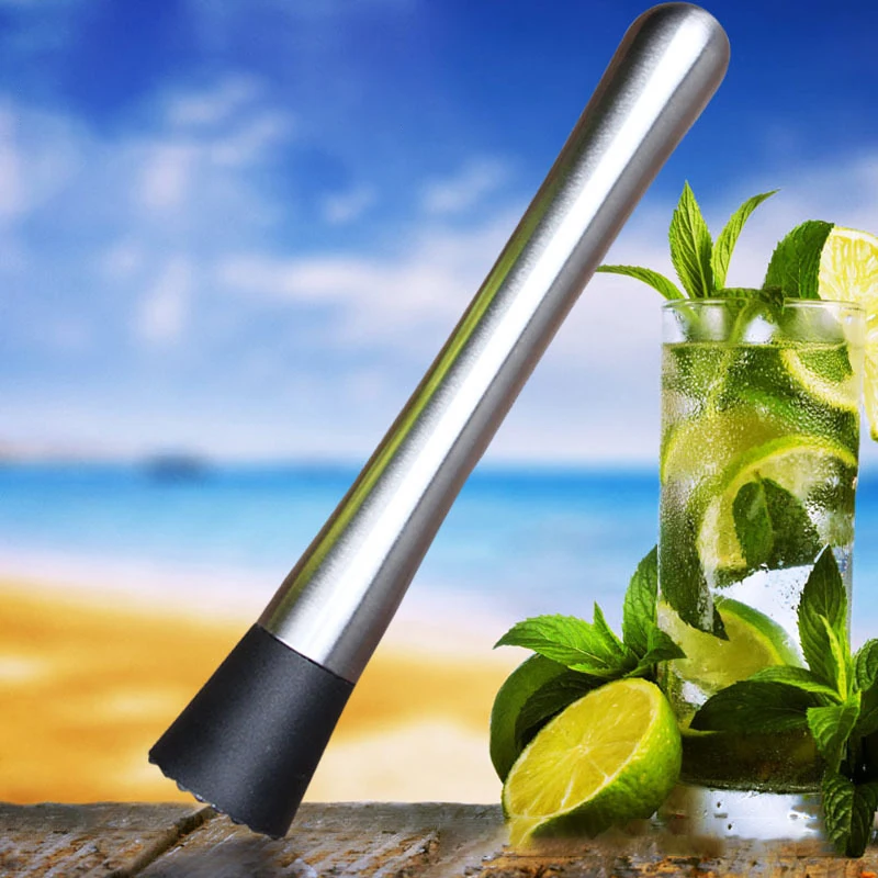 1Pcs Stainless Steel Cocktail Muddler Sticks Spoon Srtainer Stainless Steel Ice Cocktail Stick Fruit Bar Accessories Wine Tools