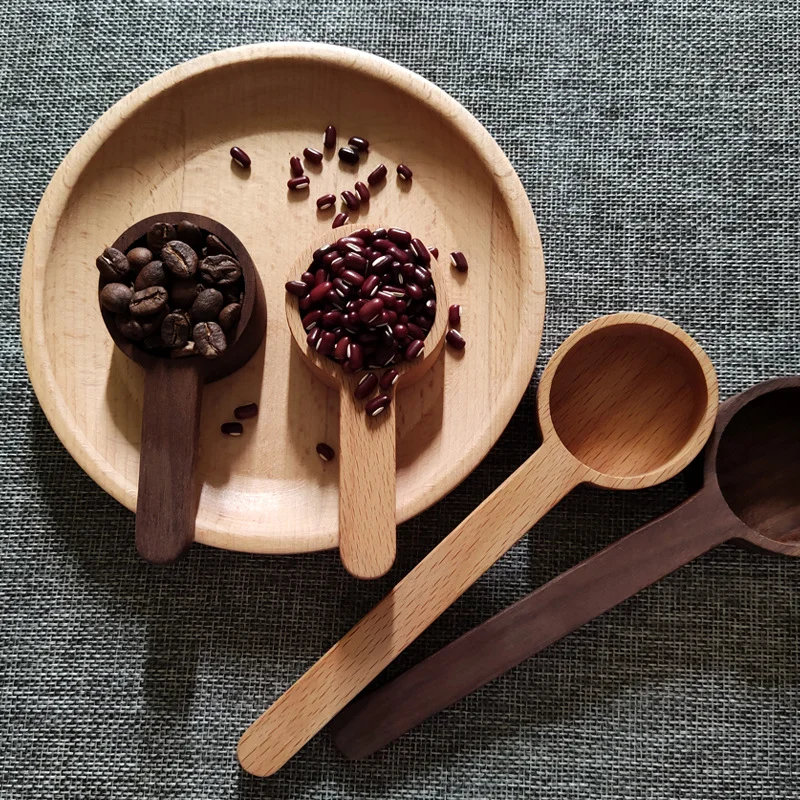 

Black Walnut Measuring Spoon Solid Wood Short Handle Coffee Spoon Beech Wood Coffee Powder Dosing Spoon Seasoning Spoon