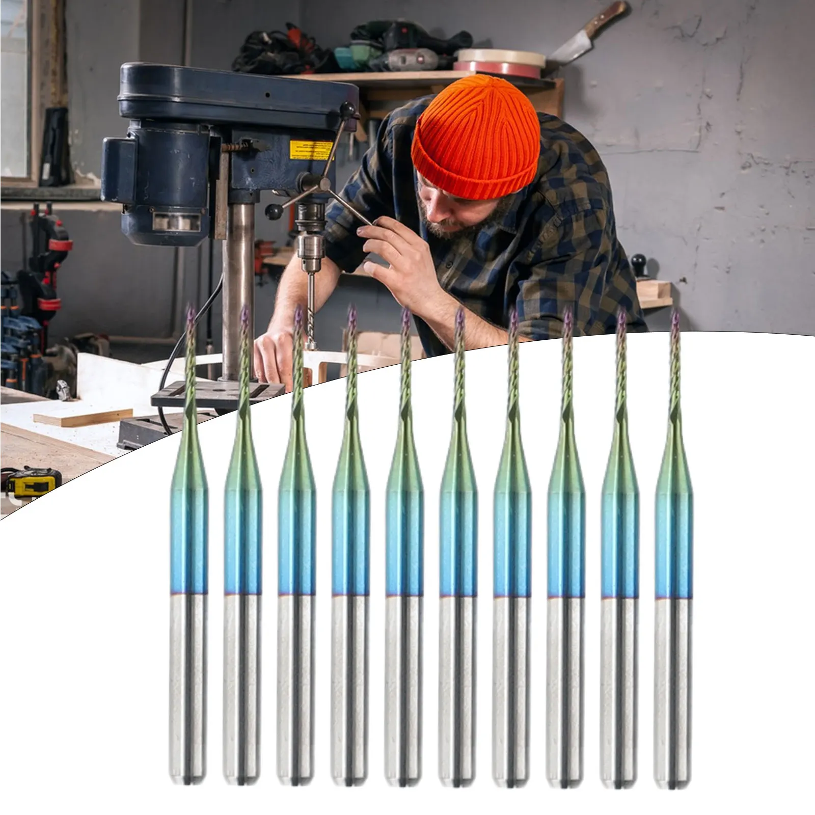 

10 шт. 1 мм фрезерный резец карбидный фрезерный станок резка синий кукурузный концевик для печатной платы SMT ЧПУ Форма Гравировка Режущий инструмент для пластика