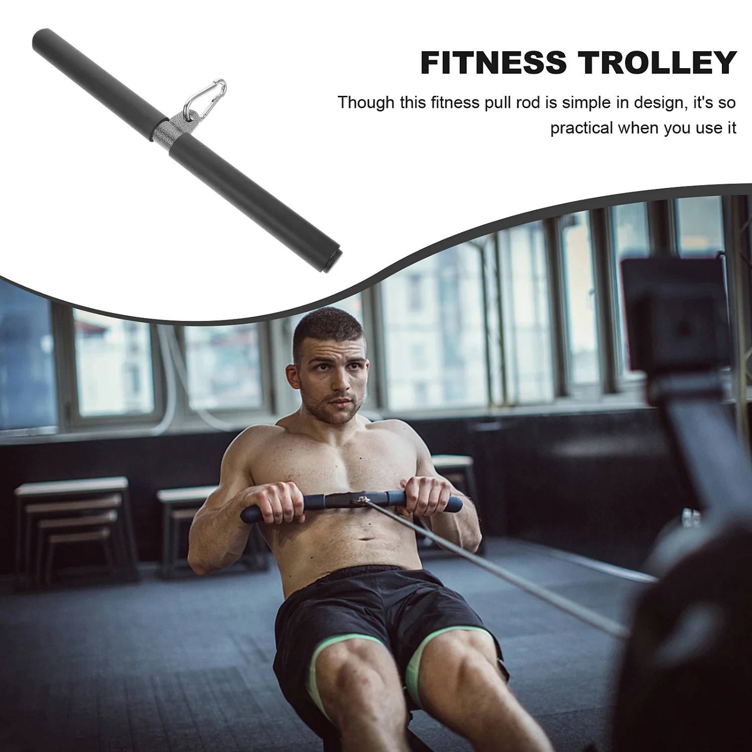 Straight Down Cable Gym Rod Bicep Fitness Press Trainer Workout Attachment Machine Pulley Triceps