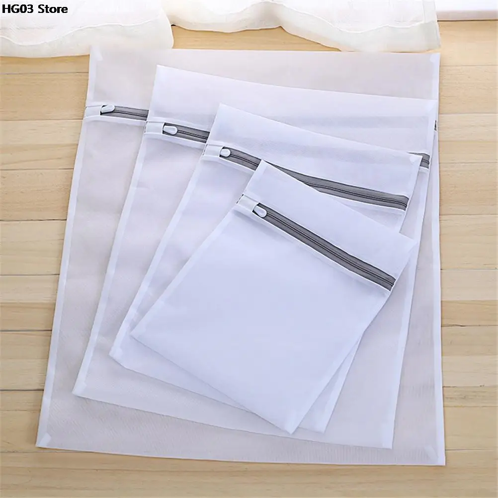 fashion! 5Sizes Zippered Foldable Nylon Laundry Bag Bra Socks Underwear Clothes Washing Machine Protection Net Mesh Bags