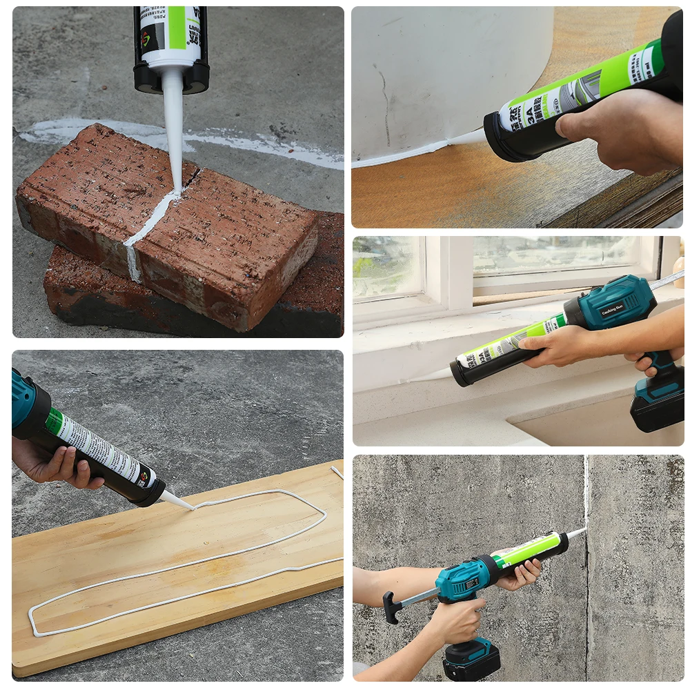 Caulk nozzle applicator Cordless caulking gun fit for 20V battery electric caulk gun 4 adjustable speed with LED light upgraded glass glue
