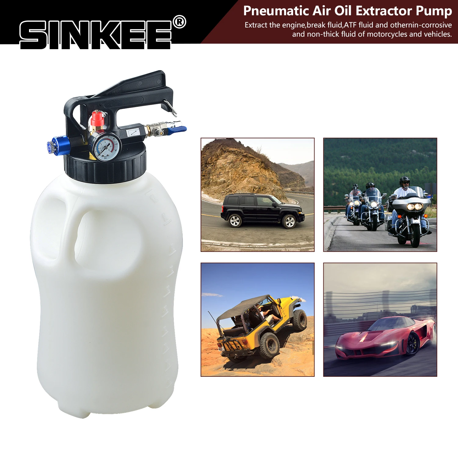 Pneumatic Transmission Oil Filling Tool 10L Fluid Dispenser Refill Pump Tool Kit With 13pcs ATF Adaptor oil filling tool