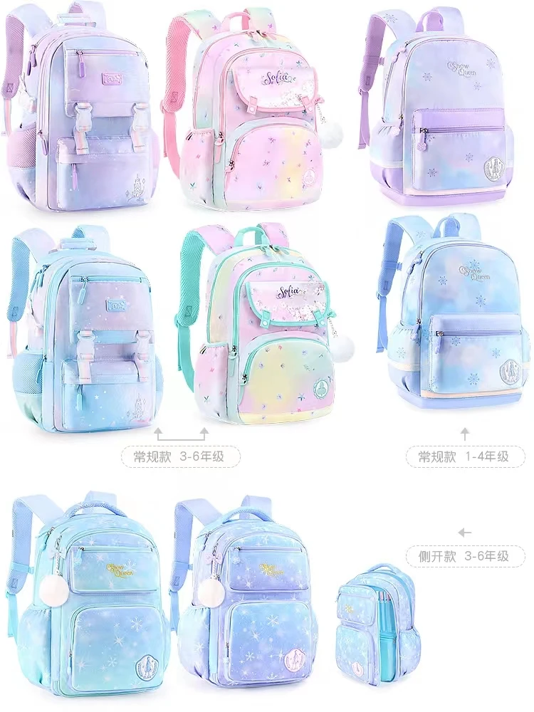 Disney Frozen School Bags For Girls Elsa Sofia Primary Middle Student Shoulder Orthopedic Backpack Large Capacity Light Mochilas
