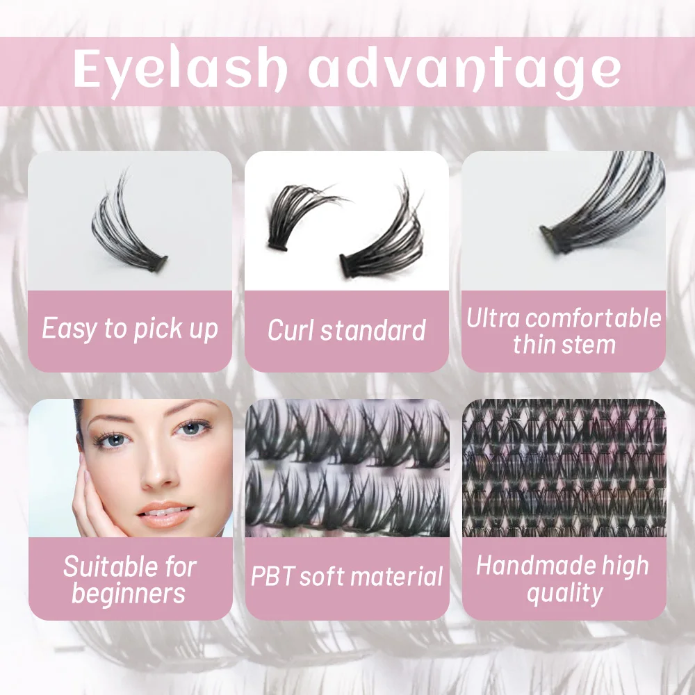 Eyelashes 280 PCS 8-16mm Clusters Lash Bond and Seal Makeup Tools DIY Lashes Extension Kit for Gluing  Lashes Gluing Glue