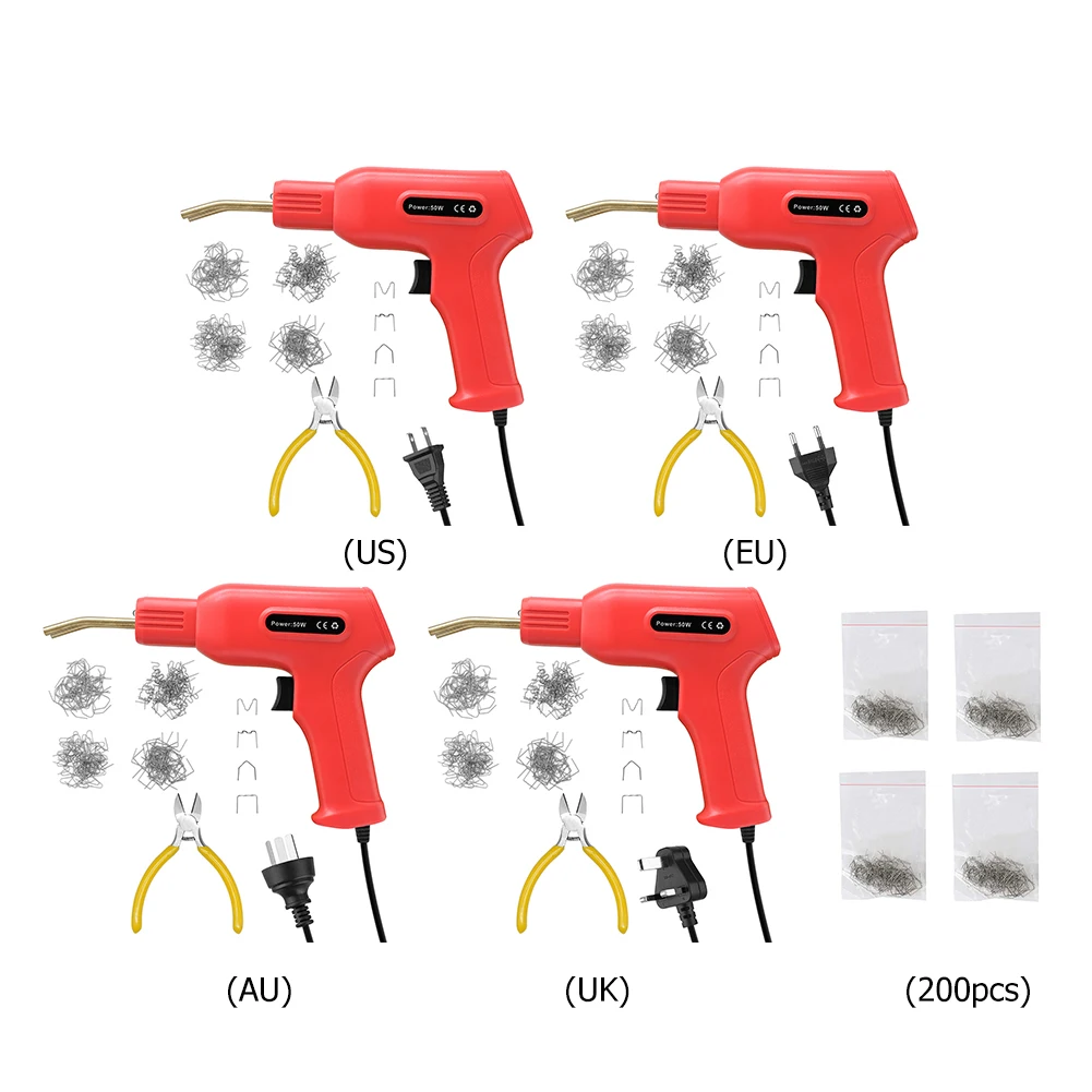 50W Plastic Welding Machine Plastic Welder 200 PCS Staples Hot Stapler Heat Gun Automobile Bumper Maintenance Tools