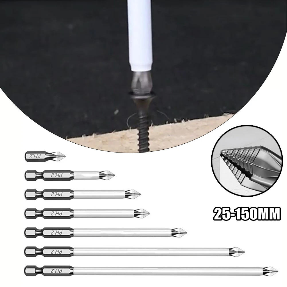 

1pc Non-Slip Cross Screwdriver Bits For Electric Hand Drills Power Tools 25-150mm Magnetic PH2 Cross Screwdriver Hex Shank Bits