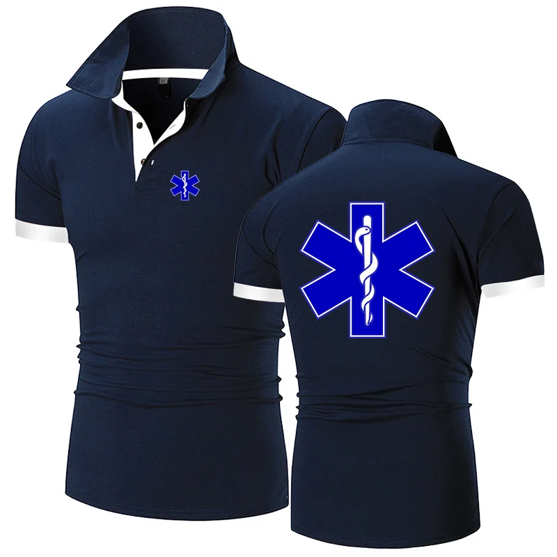 

EMT Emergency Ambulance 2023 Men's new summer hot-selling high-quality shirts business casual Polos short-sleeved cotton breatha