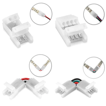 LED 스트립 커넥터, 5835 RGB WS2812B 스트립-와이어 단자용, 2 핀, 3 핀, 4 핀 스트립-구리 전기 커넥터, 3-100 개