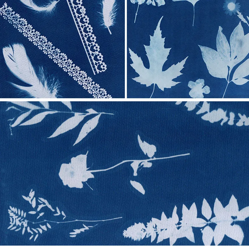 Cyanotype DIY Kit for Fabric and Wood Printmaking - Includes Liquid Solution, Sponge Brush, and Paper