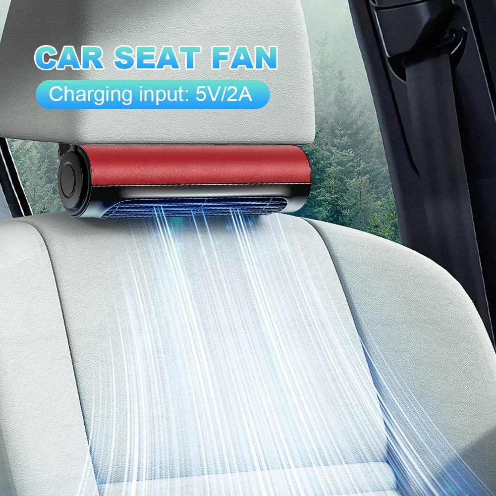 Portable Car Seat Fan USB Powered Low Noise Car Headrest Cooling Air Fan Car Seat Ventilation Fan for Front Rear Seat Passenger
