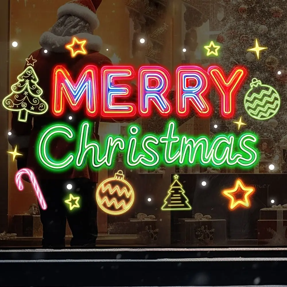 PVC Christmas Window Stickers Electrostatic Santa Claus Designs