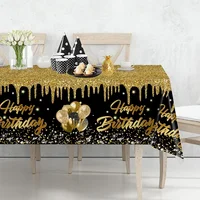 Gold Black Birthday Table Cloth Happy 30 40 50 60 Years old Birthday Party Decoration Gold Glitter Adult Birthday Party Supplies 2