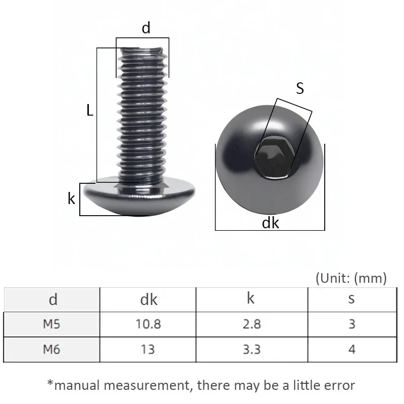 Black Stainless Steel Flat Head Hexagon Socket Screws Bolts M6 M5 10pcs for Car Motorcycle Moped Scooter Tail Plates