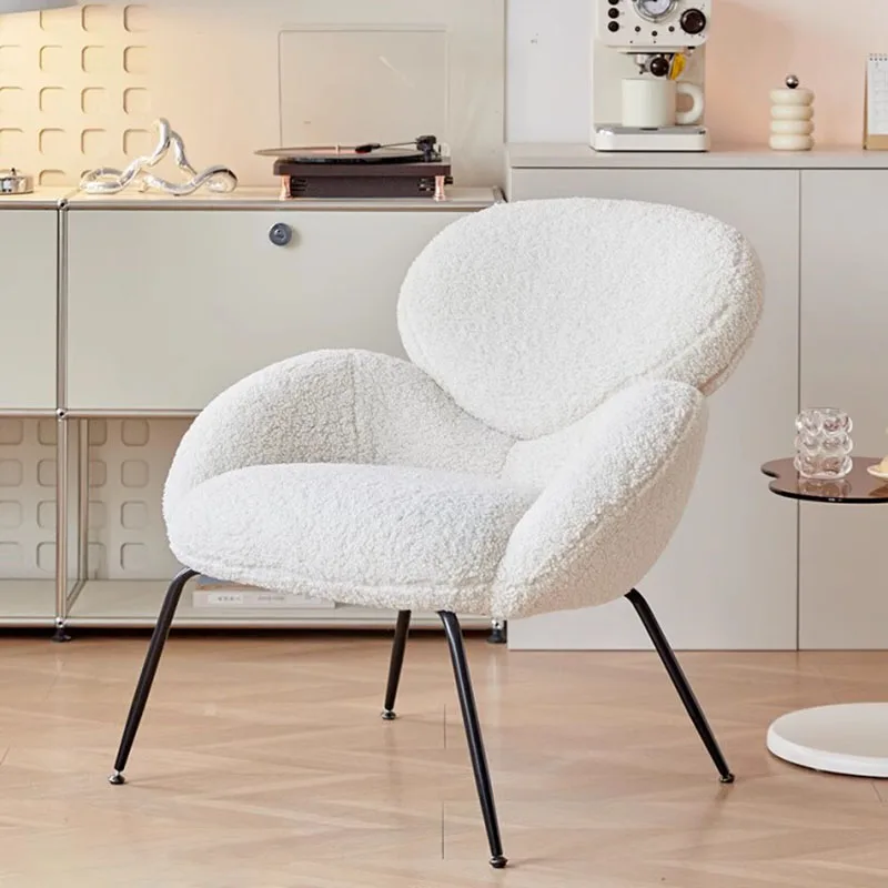 

Armrest Banquet Nordic Living Room Chairs Modern White Makeup Single Soft Dining Chairs Adults Floor Minimalist Chaise Furniture