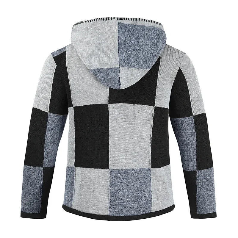 Autumn and Winter 2022 New Men's Long Sleeved Hooded Round Neck Cardigan Sweater Coat Hooded Knitting Sweater