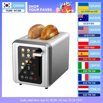RAYFURN Tostapane in acciaio inox Touch Screen Acciaio Due fette Tostapane automatico per la casa per macchina per la colazione 6 livelli di ribaltamento 1