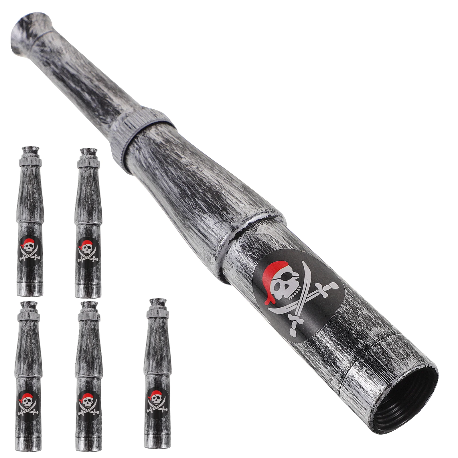 6pcs Plastic Pirate Telescopes Pirate Party Costume Monocular Telescopes For Kids Children Outdoor Hiking Camping Monoscope