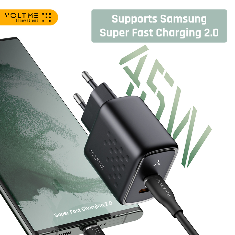 VOLTME 45W USB C Charger PPS GaN Fast Charger Support Super Fast Charging 2.0 For Samsung Galaxy S23 Ultra/Note 20/MacBook/ipad