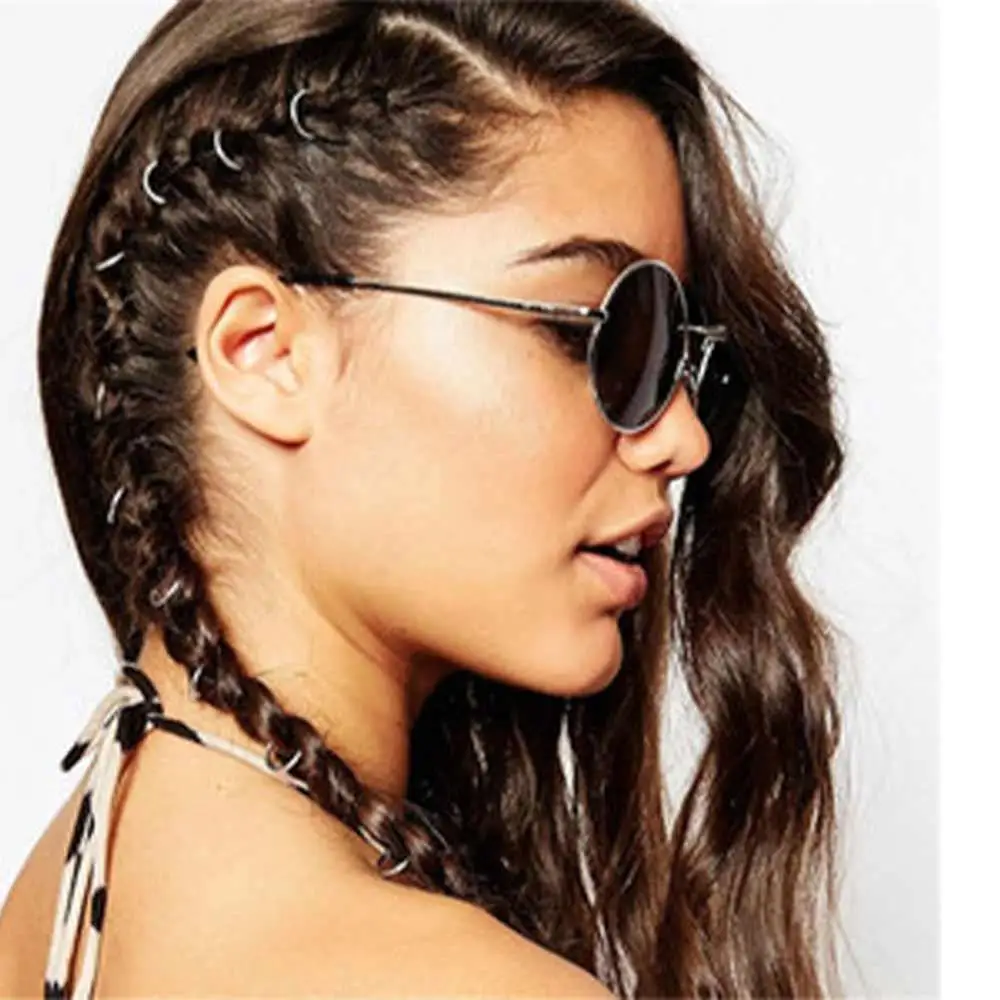 50PCS Styling Tool Opening Hoop Circle Hair Rings Charm DIY Dreadlocks Beads Big Hole Hairpin Cuff Clip Hair Braids