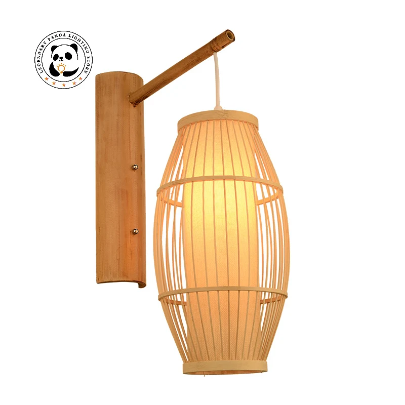 

Japanese Style Bamboo Wall Lamp LED Bedroom Bedside Corridor Aisle Staircase Log Lights New Zen Creative Hotel Wall Sconce Lamp